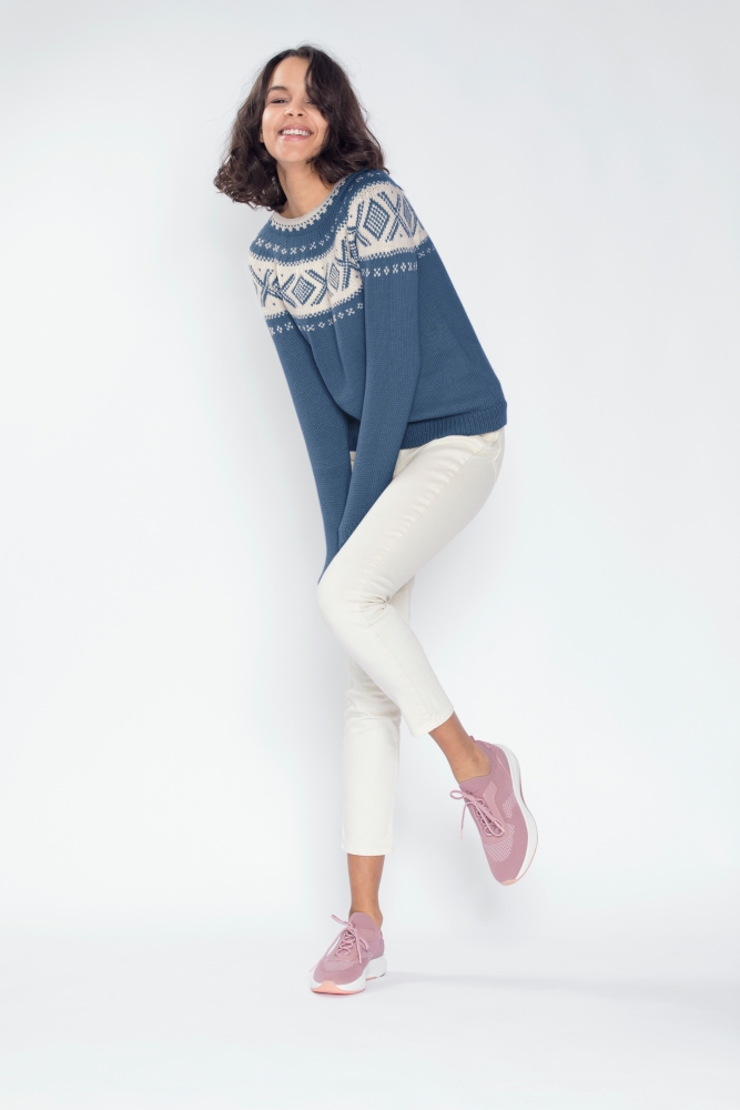 Strikkemekka.no cortina lerke denim melertv 410 06 410 06 Cortina genser dame | Lerke | Strikkepakke | Idestova As