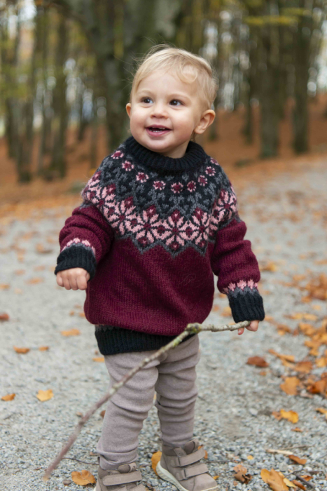 Ferdigstrikk - Sort Rose Kids Bordeaux (#2158)