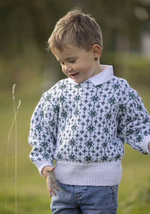 Loen Genser Hvit/Grønn 4-9